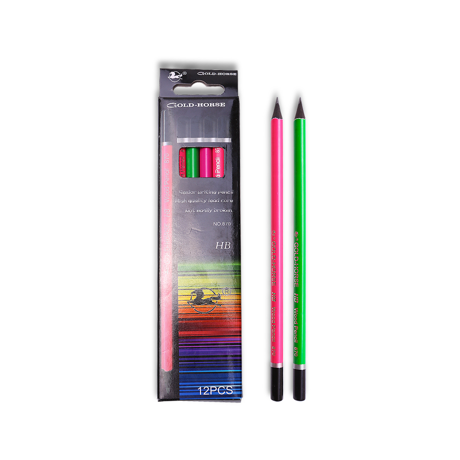 870Black lead pencil,black wood, painting in 4 neon colors