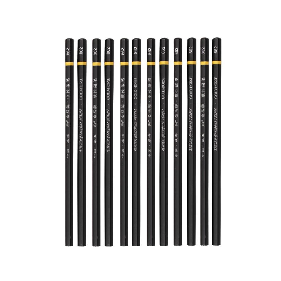 862Hexagonal hi-quality charcoal pencil(soft/medium/hard lead)